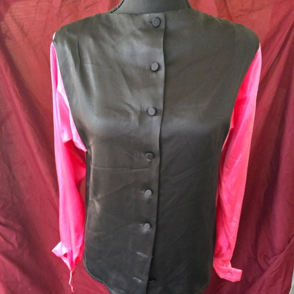 David Hayes 100%Silk size 6 black & pink button up top - Picture 1 of 5